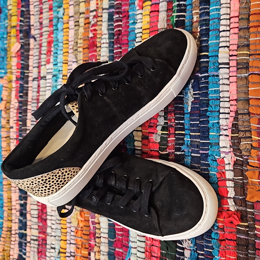 J Crew factory pony hair leopard black sneakers